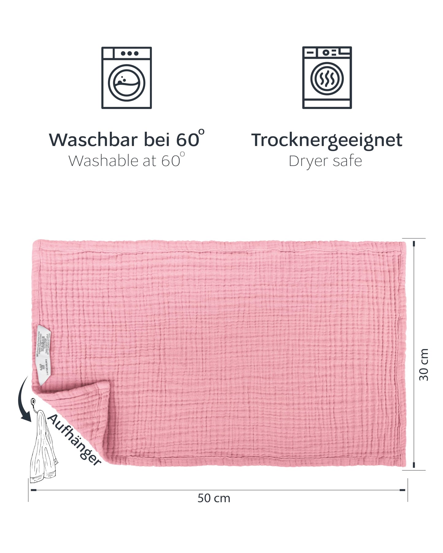 LAYNENBURG 10er-Set Premium Spucktücher Baby aus extra weichem Musselin - 100% Baumwolle - 30x50cm - Oeko Tex 100 - Musselin-tücher als Mulltücher, Mullwindeln oder Stoffwindeln (weiß)
