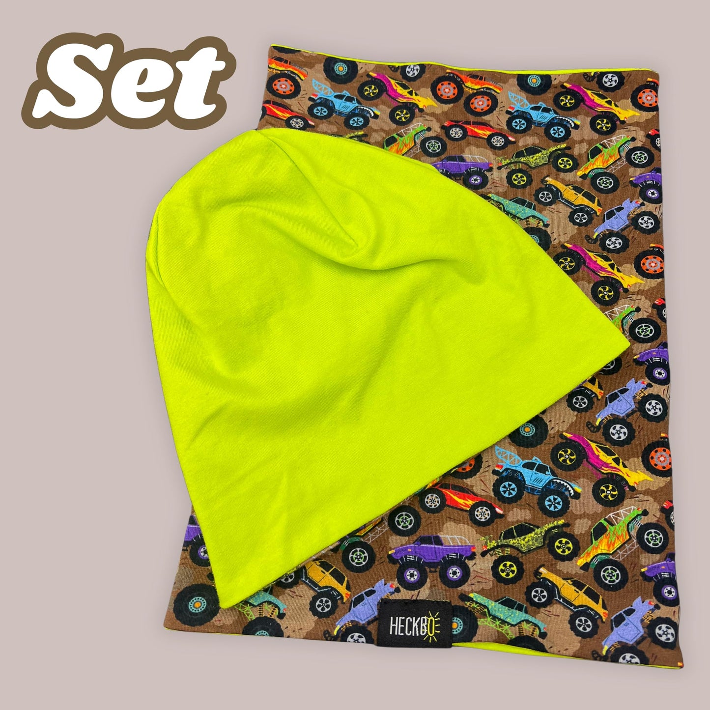 HECKBO Children's Beanie Hat & Scarf, Tube Scarf Set, for Girls and Boys, 95% Cotton, Autumn, Spring, Winter