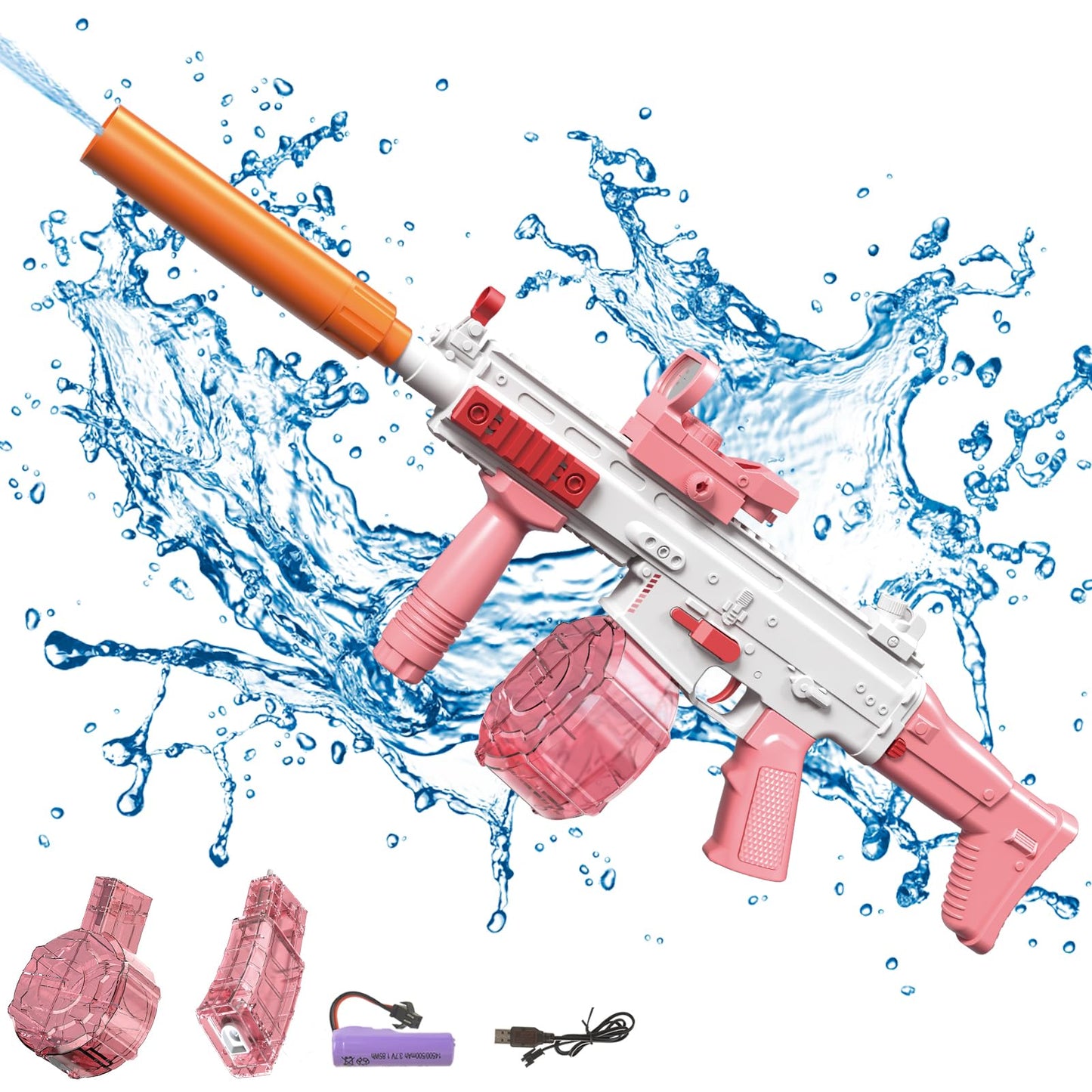 Elektrische Wasserpistole Sehr Stark Wassermaschinenpistole mit Wiederaufladbare Batterie Squirt Gun Wasser Spielzeug bis zu 20ft,Outdoor Water Gun Schießspiel für Erwachsene and Kinder (Blau)