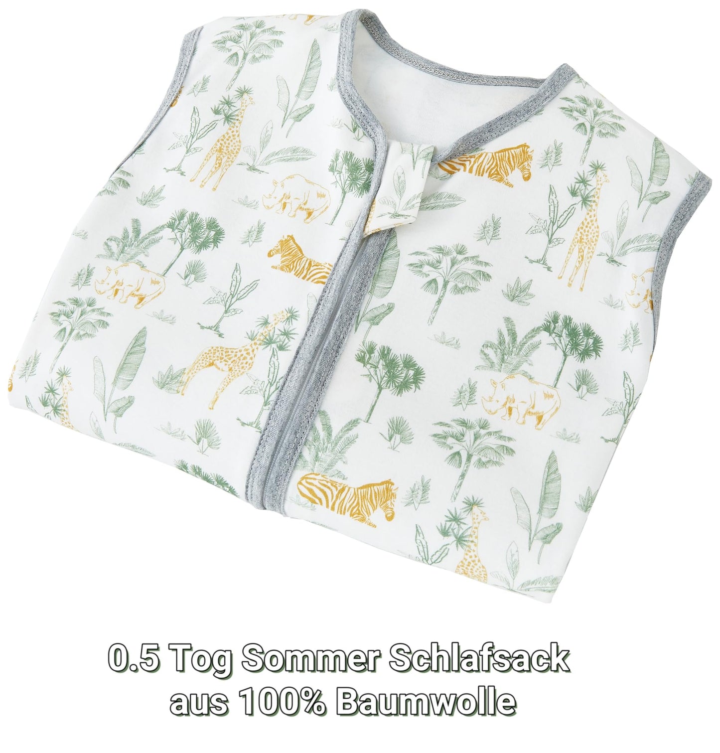 Chilsuessy Children's Sleeping Bag 1.5 Tog Pack of 2 Baby Sleeping Bag Made of 100% Cotton, Baby All-Year Sleeping Bag Pyjamas for Boys and Girls, 1.5 Tog/Elephant Lion + Green, 110 cm / Baby Height