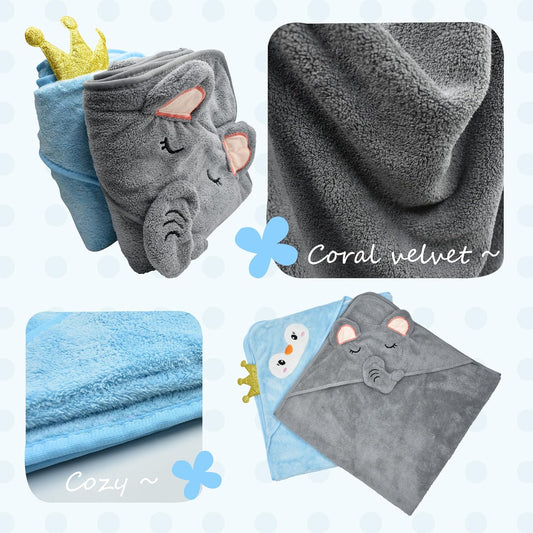 FZSECRIU Pack of 2 80 x 80 cm Hooded Towel Baby, Baby Towel with Hood, Baby Bath Towel, Children's Towel with Hood, Baby Towel Hood, Wash Cloth Baby, Baby Wash Cloth, Baby Gift Boy, Baby Things