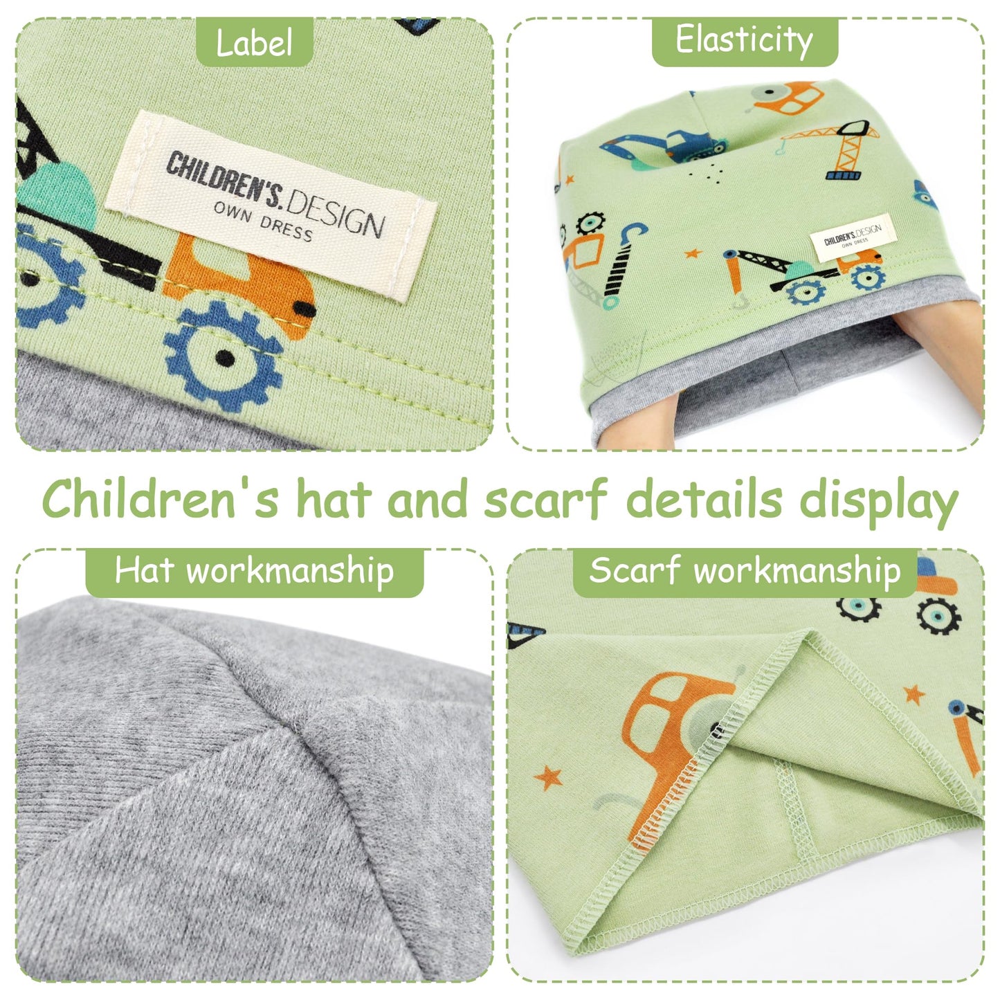Kinder Beanie Mütze & Loop Schal Set, 95% Baumwolle Mütze Schal Set Mädchen Jungen 2-8 Jahren, Schlauchschal Warme Wintermütze Strickmützen für Herbst Winter Frühling