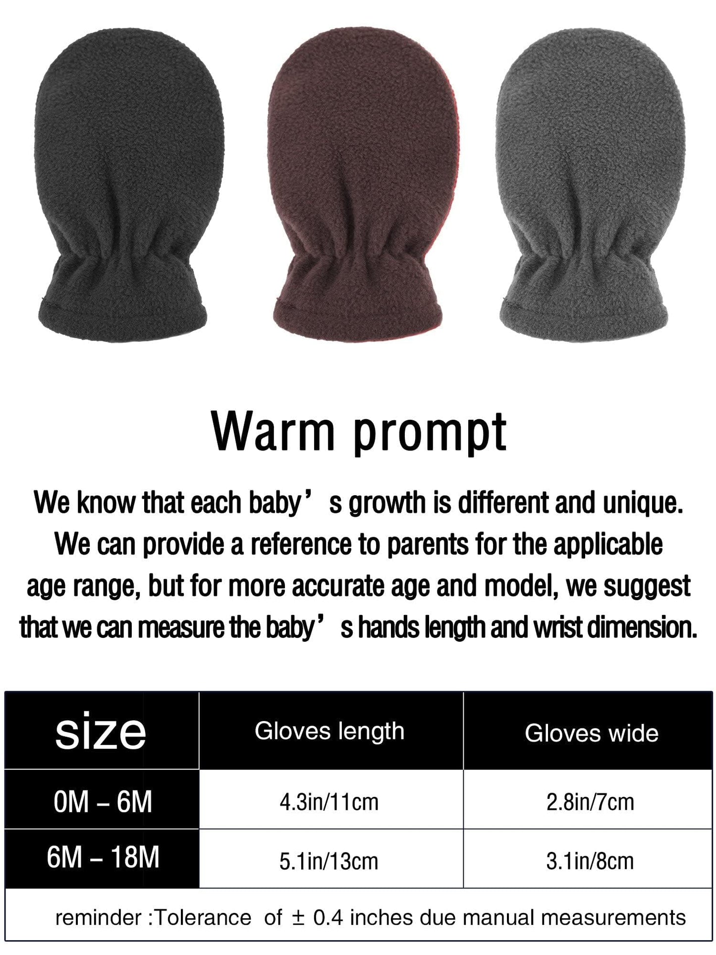 Boyiee 3 Pairs Newborn Baby and Toddler Winter Mittens Gloves Fleece