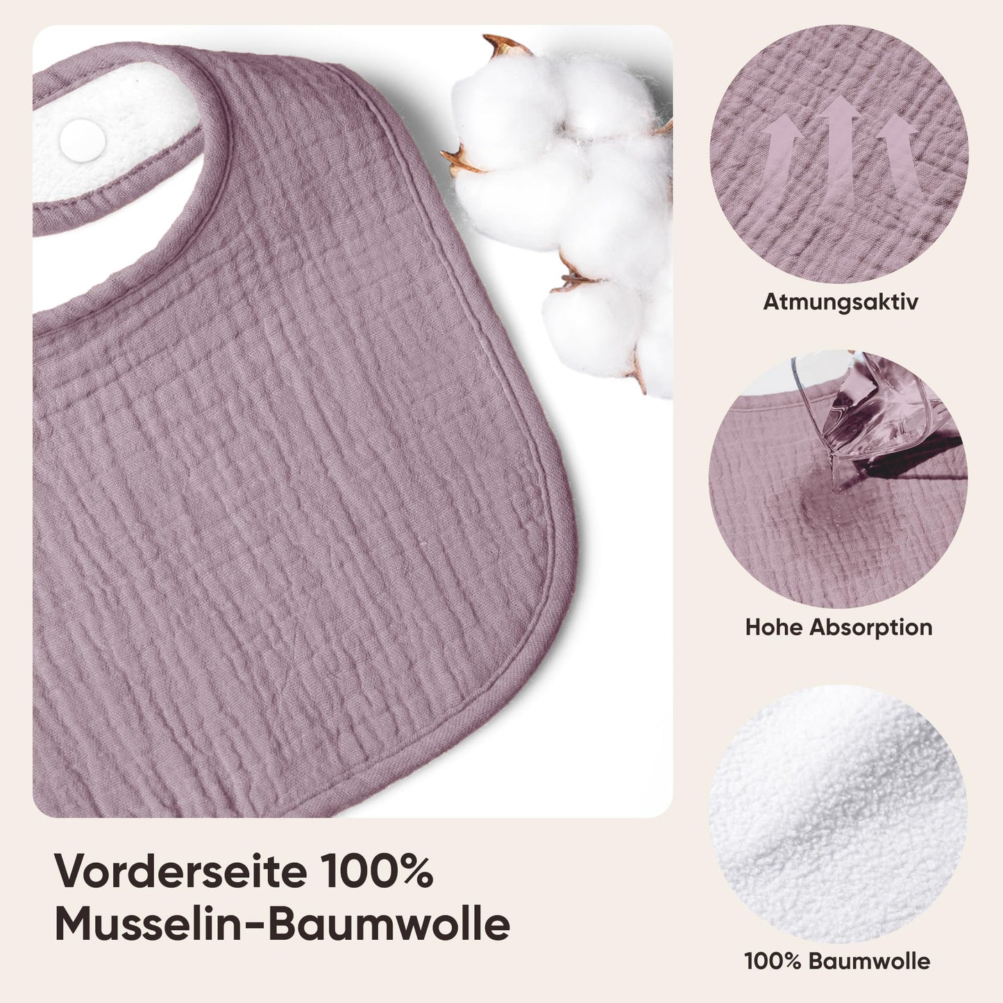 Bearmoss Lätzchen Baby Musselin Sabberlätzchen für Babys, 100% Baumwolle Quadratische Halstuch Baby Verstellbare Babylätzchen Weiche Sabberlätzchen für Junge und Mädchen,8 Stück