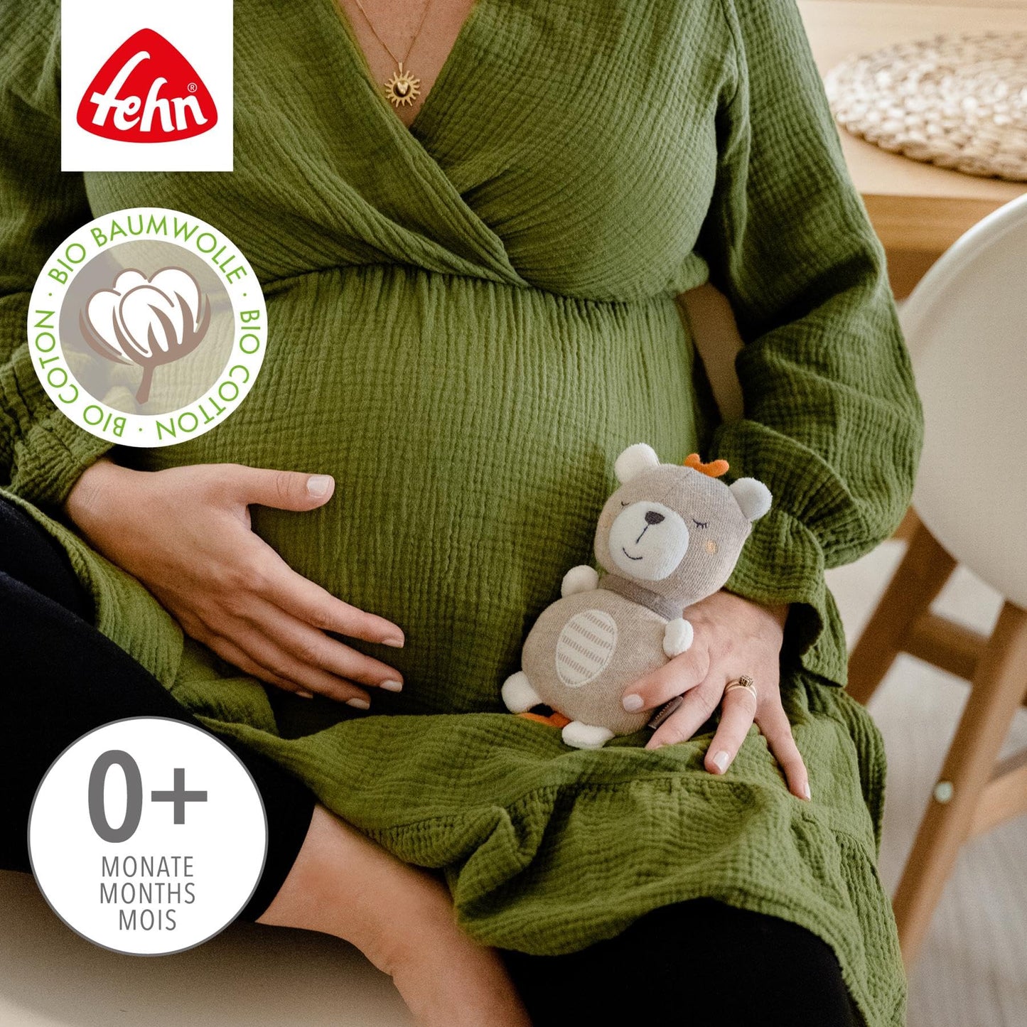 Fehn Mini-Spieluhr Otter – Kuscheltier & Einschlafhilfe: Aufzieh-Spieluhr mit sanfter Melodie Brahms Wiegenlied beruhigt in jeder Situation – für Babys und Kleinkinder ab 0+ Monaten