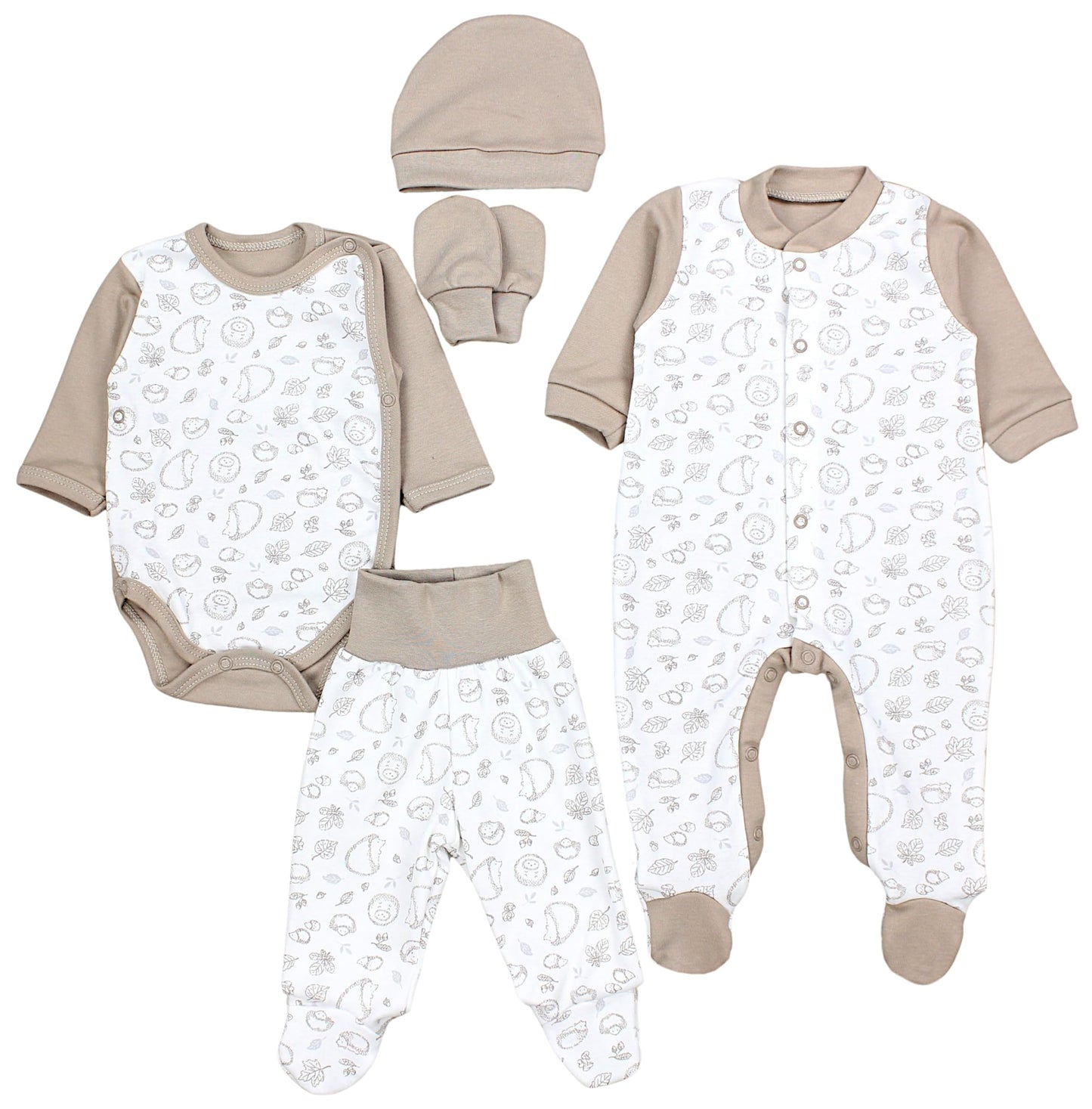 TupTam Baby Kleidung Set Jungen Langarm Bekleidung Neugeborene Füßlingen Hose Body Strampler Mütze 5 tlg