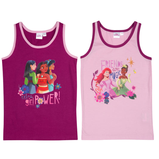 Disney Princess undershirt for girls, tank top, underwear, purple/pink (2-pack)