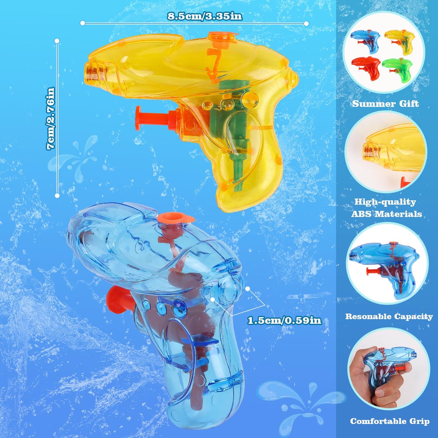 DERAYEE 12 Stück wasserpistole klein,Wasserspritzpistolen,Spritzpistole,Mini Wasserpistolen,Sommer Spielzeug Garten Pool Party Mitgebsel für Kinder