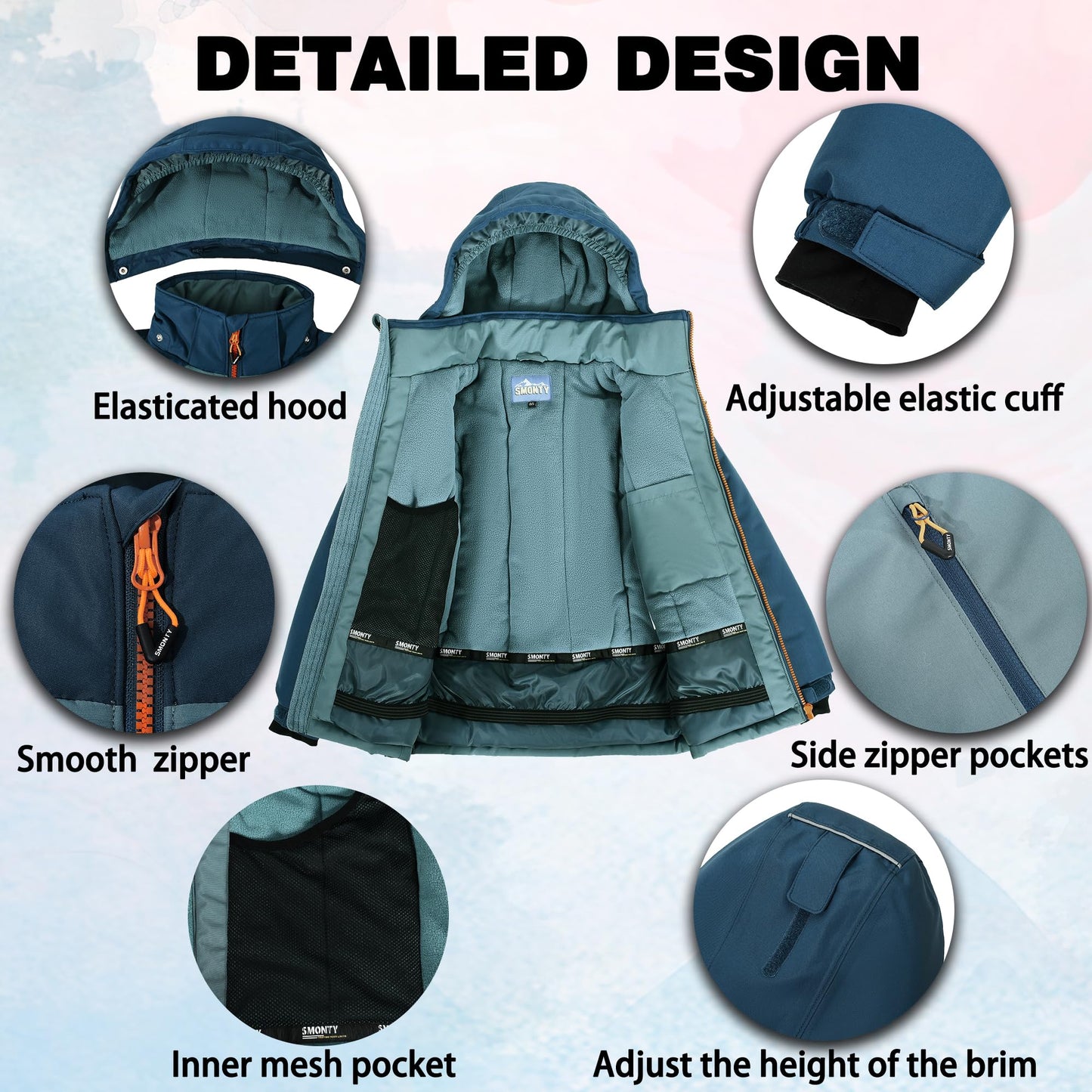 SMONTY SNOWER Boys' Snowsuit with Removable Hood, Ski Suit, Extra Warm, Winter Suit