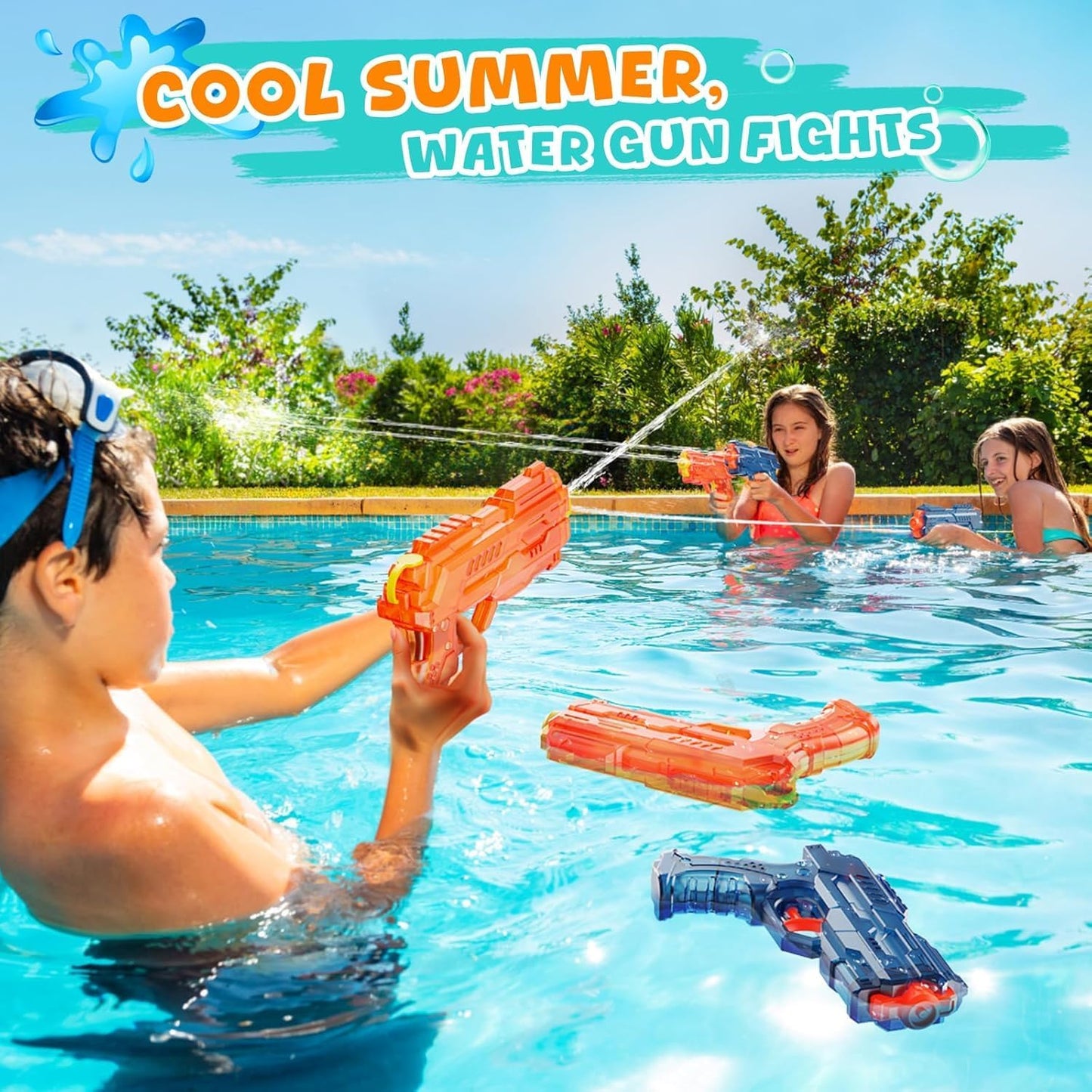 Wasserpistole Kinder 2 Stück Wasserspritzpistole Reichweite 10 Meter Wasserpistole Klein für Kinder Sommer Schwimmbad Pool Strand Wasserschlacht Wasserspritzpistole Spielzeug
