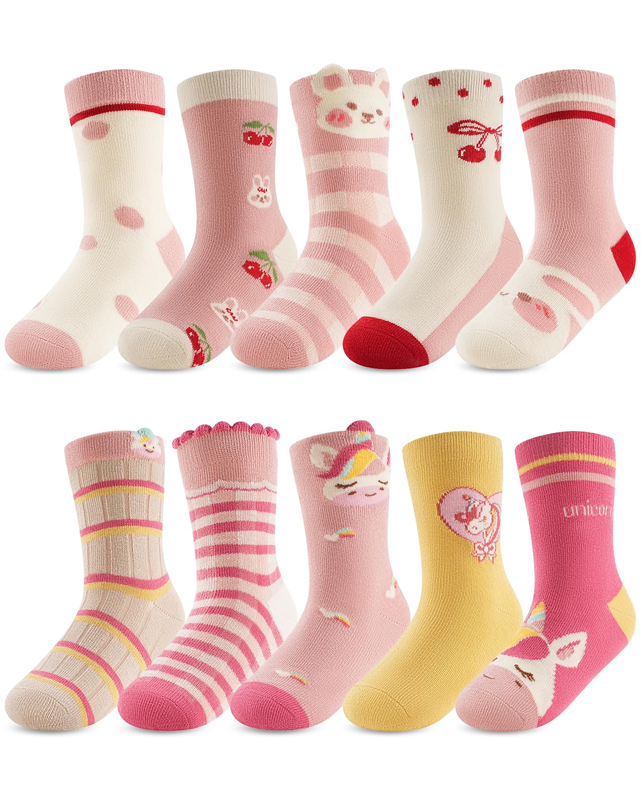 Kyopp 10 Paar Socken Kinder Mädchen und Jungen Funny Socken Lustig Animals Cotton Socken Crew Socks Winter/Sommer