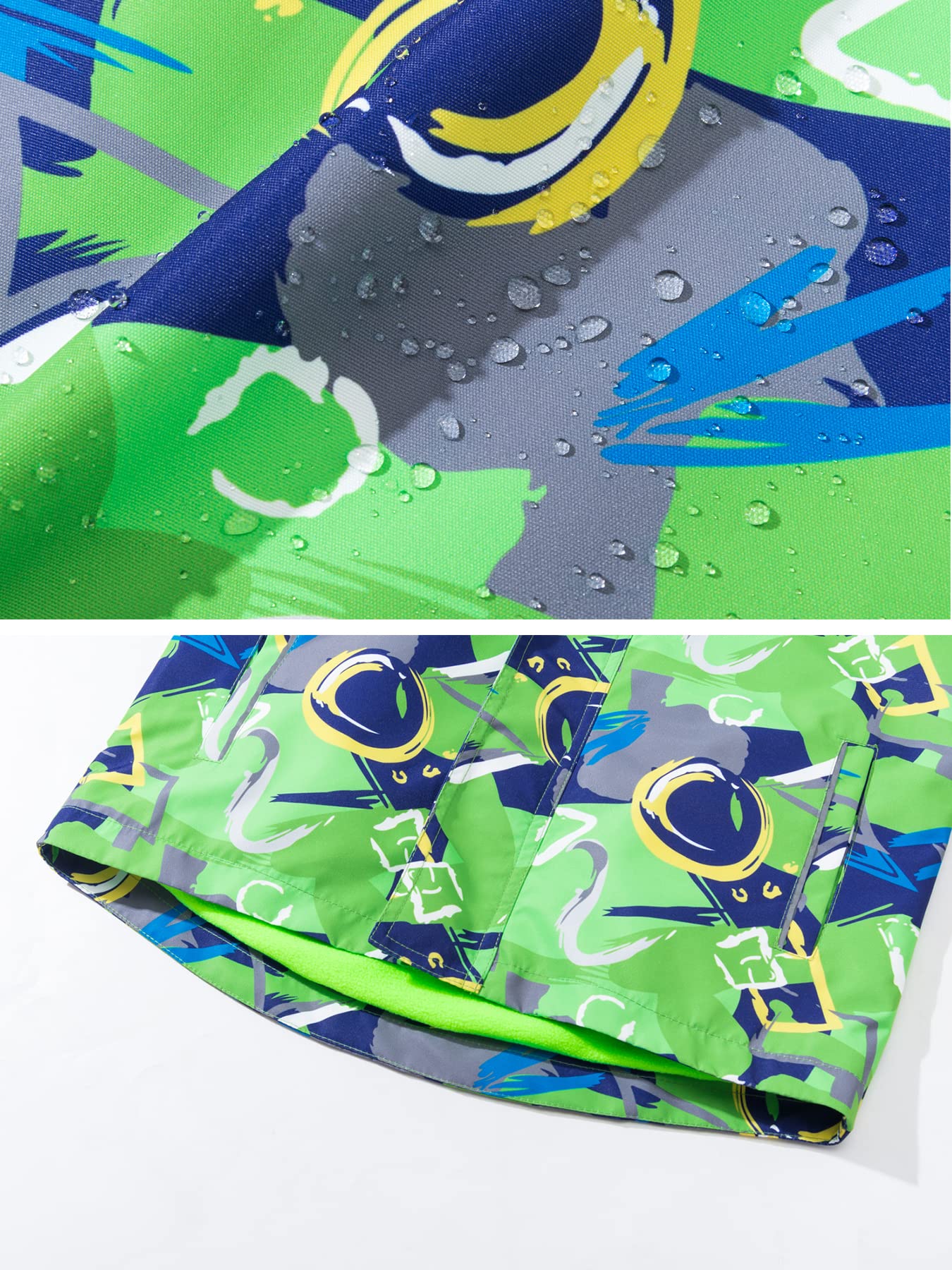 NATUST Boys' Lined Rain Jacket Wind and Waterproof Transition Jacket