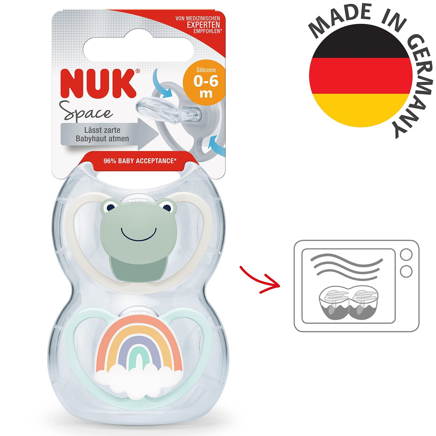 NUK Space Schnuller | 0–6 Monate | Schnuller mit extra Belüftung | BPA-freies Silikon | Disney Winnie Puuh | 2 Stück