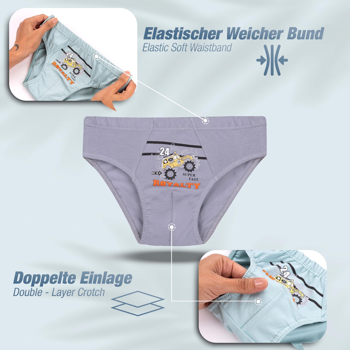 LOREZA ® 5/10 Jungen Slips aus Baumwolle Unterhosen Unterwäsche 92-158