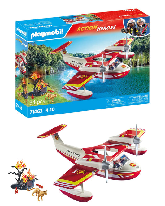PLAYMOBIL Action Heroes 71464 Fire Boat with Aqua Scooter, Exciting Water Rescue, Includes Diving Goggles, Flippers and Life Jacket, Realistic Toy for Children from 4 Years