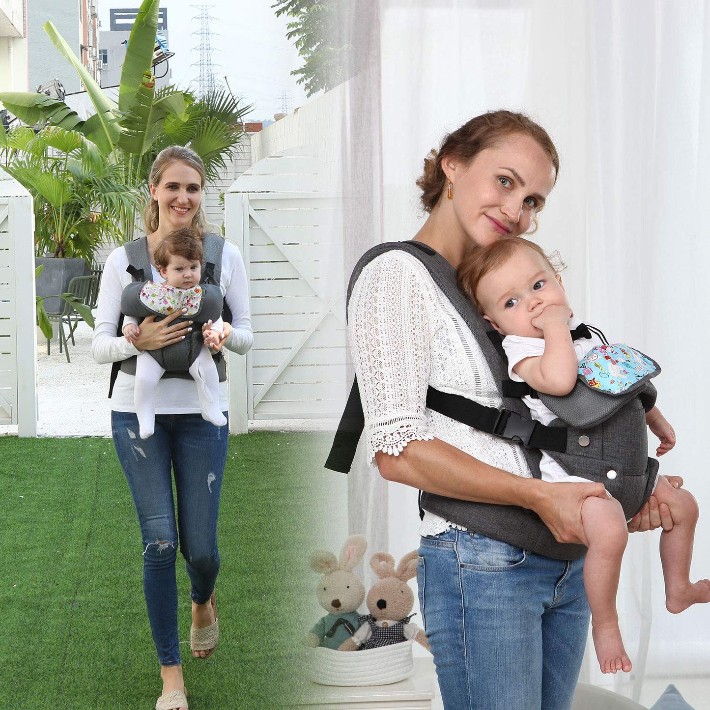 longdafei Babytrage, ergonomisches Design-Babytragetuch Cabrio mit atmungsaktivem Air-Mesh und verstellbaren Schnallen Baby Trage für Kleinkinder und Neugeborene
