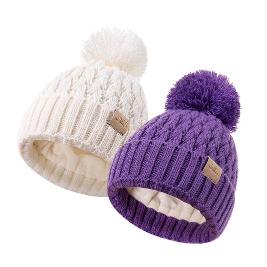 Baby Mützenhüte mit 2er Pack, warme Winterhüte für Jungen und Mädchen, Kleinkind Fleece gefüttert Kleinkind Babyhüte für 0-36 Monate