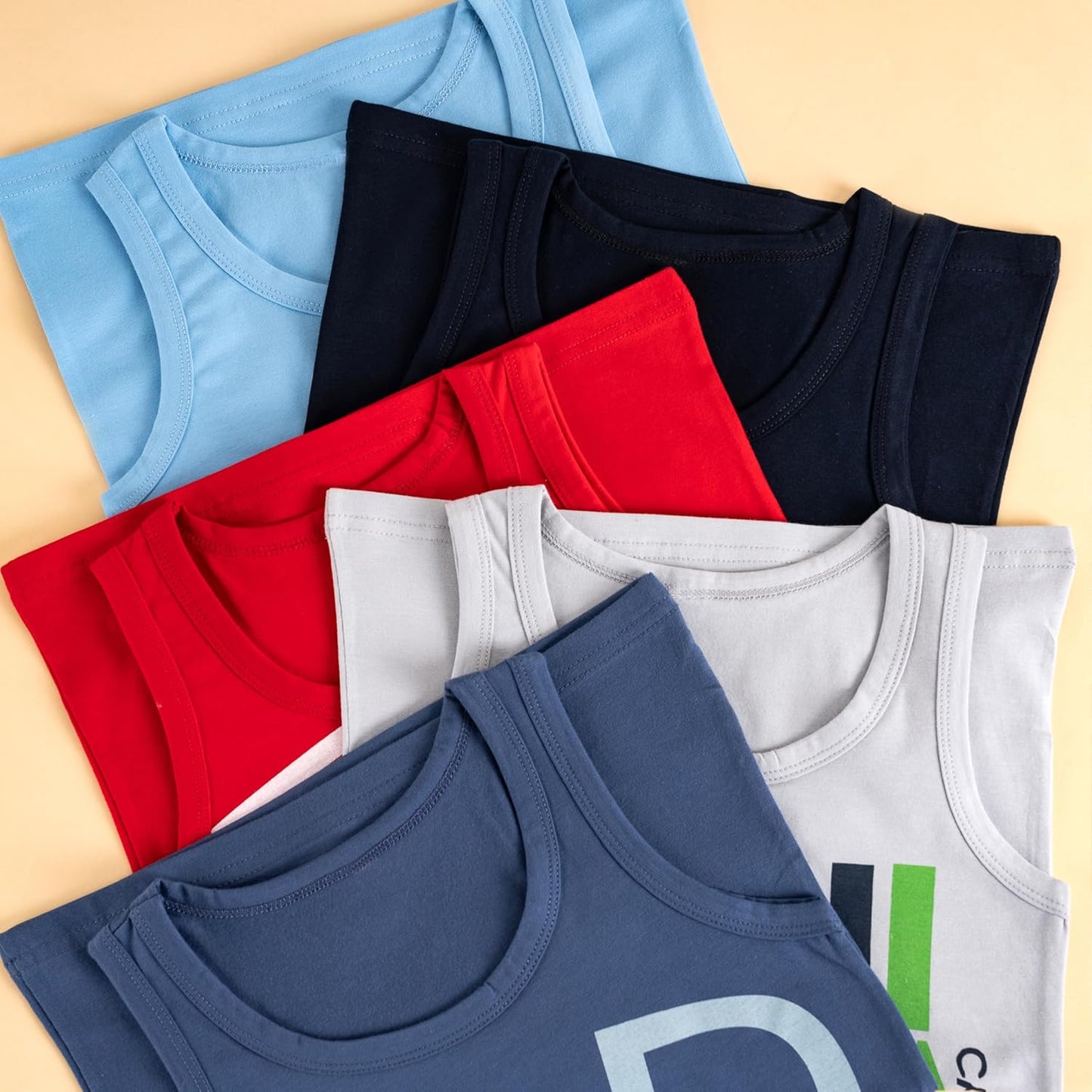 LOREZA ® 5 Pack Jungen Unterhemden aus Baumwolle Tank Top Unterwäsche Knaben