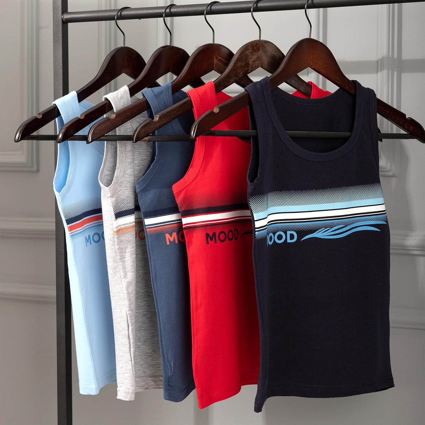 LOREZA ® 5 Pack Jungen Unterhemden aus Baumwolle Tank Top Unterwäsche Knaben