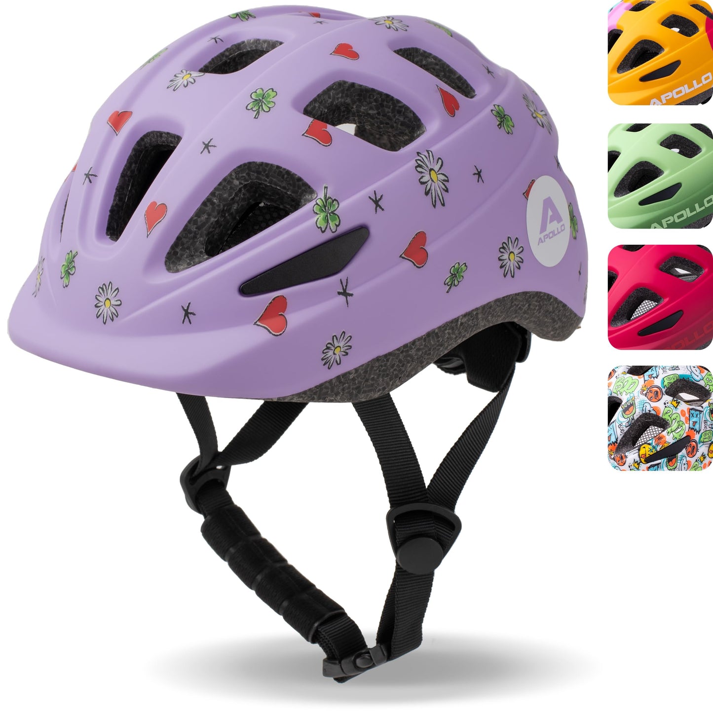 Apollo children's bicycle helmet, helmet for children and teenagers, multi-sport helmet, bicycle helmet for girls, bicycle helmet for boys, children's helmet from 3 years, adjustable children's helmet, from size 48, for bicycles and scooters