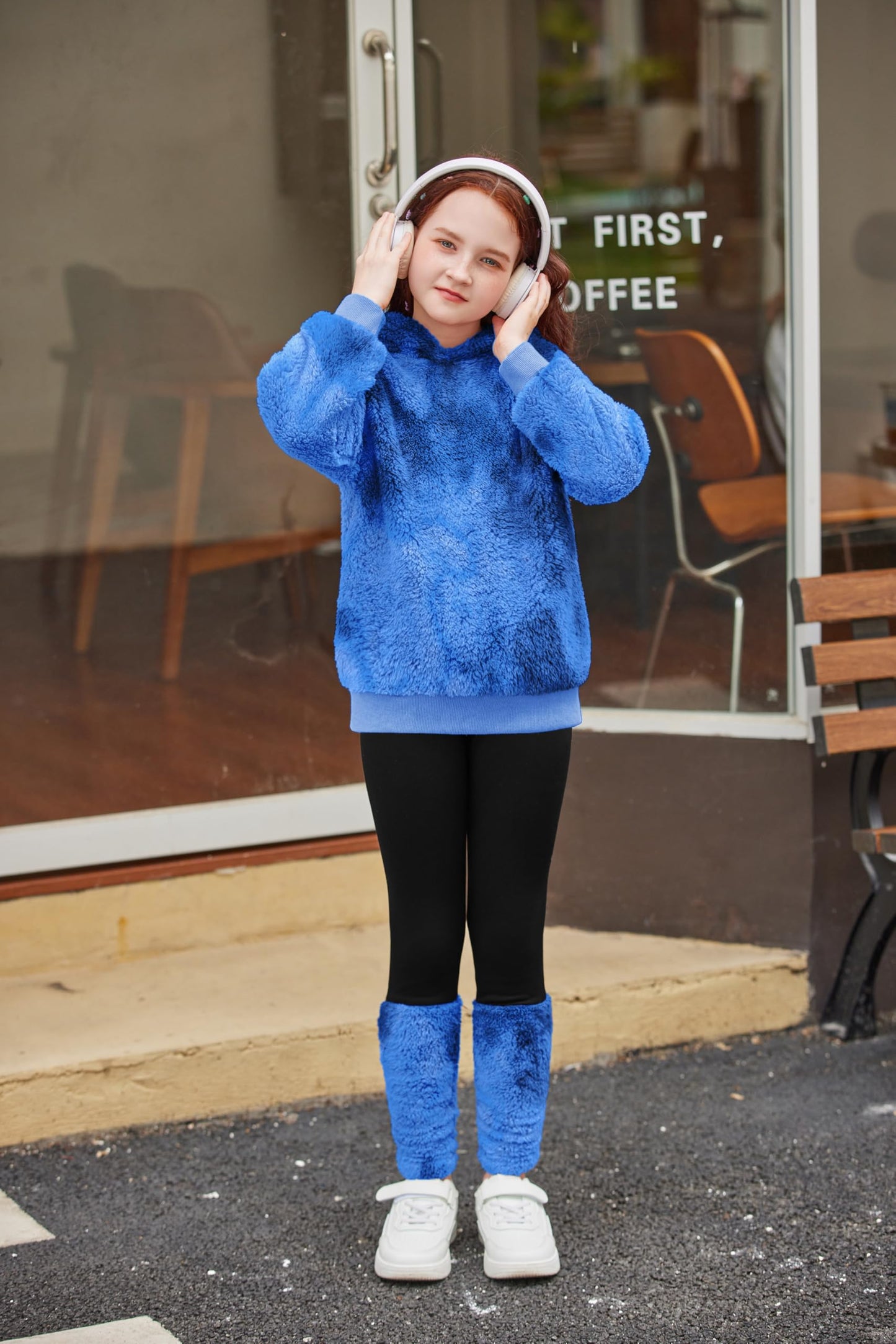 Arshiner Girls' Clothing Sets Winter Children's Hoodie with Leggings Set Warm Cuddly Padded Clothing Two Piece Outfits for Girls 5-14 Years