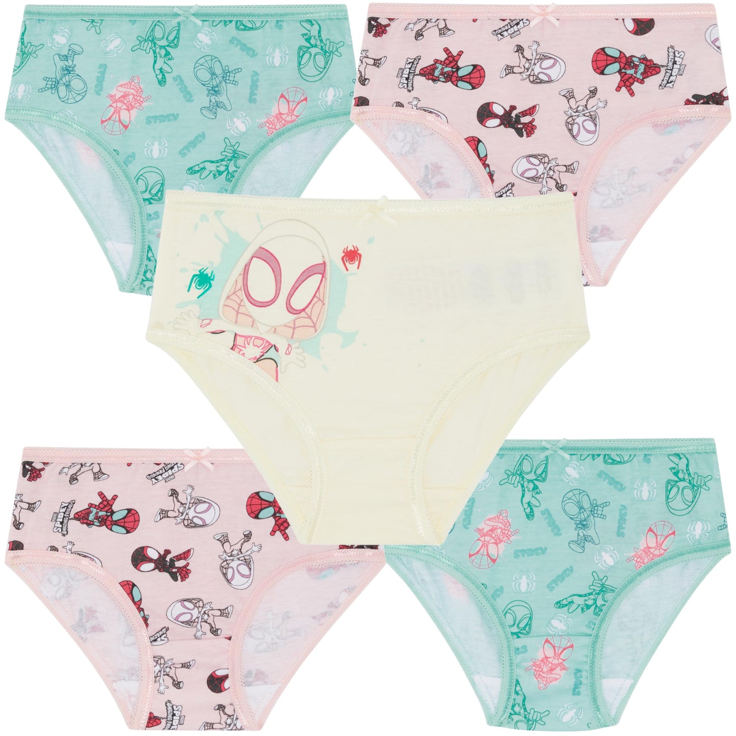 Marvel Spidey & Friends Slip für Mädchen, 100 % Baumwolle, 5 Stück