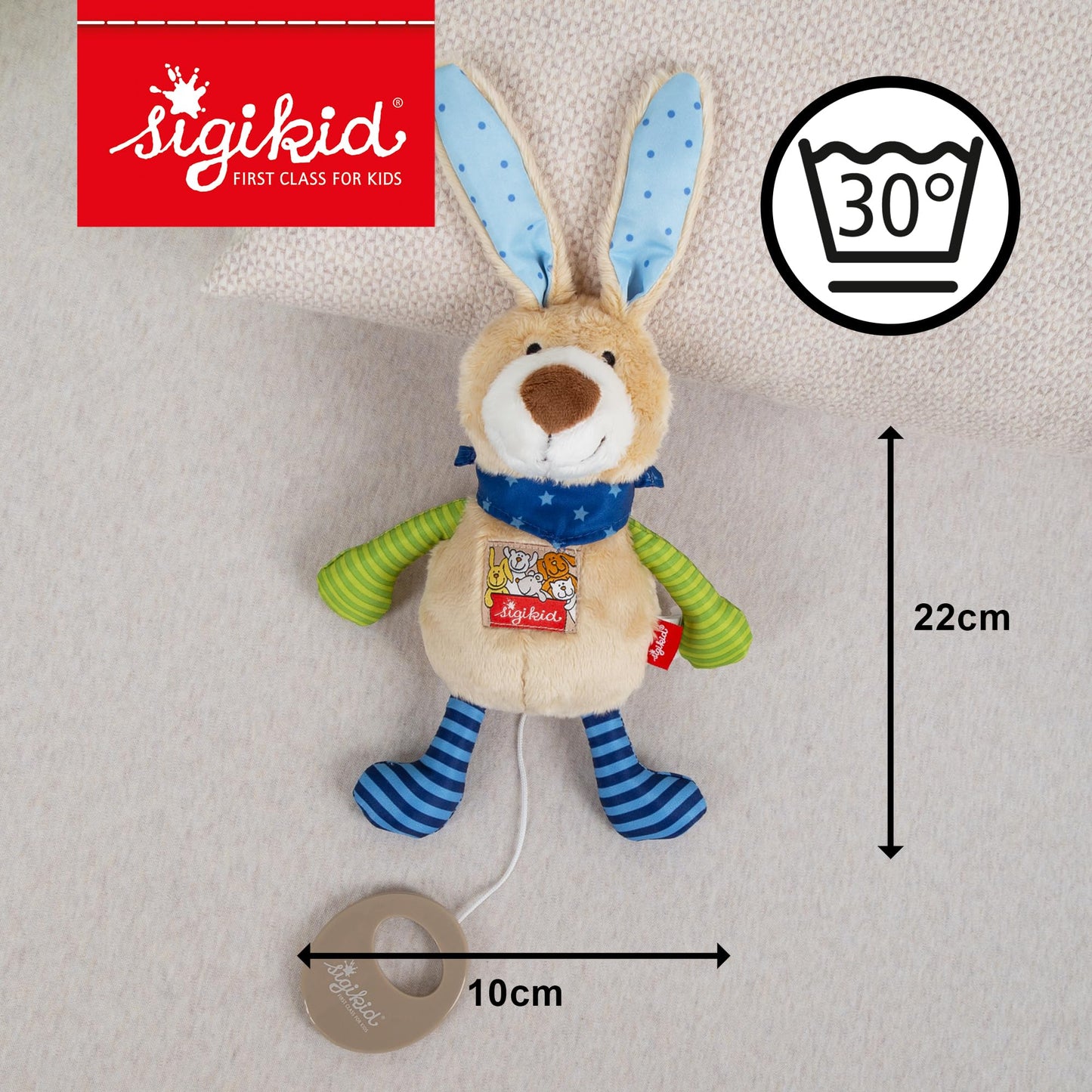 SIGIKID 40356 Spieluhr Hase Musik Mädchen und Jungen Babyspielzeug empfohlen ab Geburt mehrfarbig