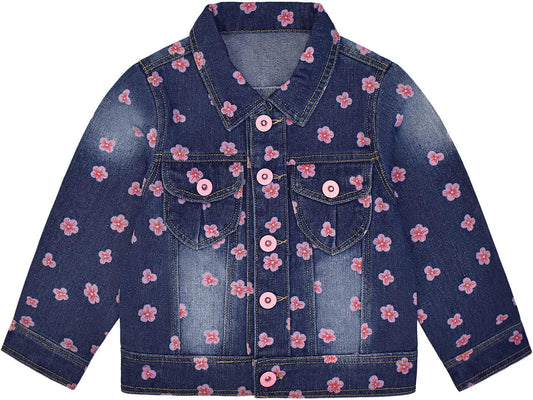 Peacolate 2-11 Jahre kleine Mädchen Stickerei Pailletten Schmetterling Mäntel Jeansjacke