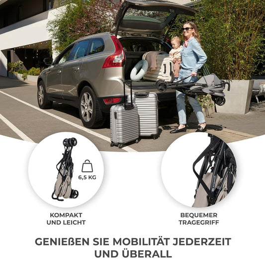Kinderkraft TIK Kinderwagen, Liegebuggy, Sportwagen, Leicht - 6,5kg, Drehbare Vorderräder, Verstellbarer Griff, Stufenlose Einstellung der Rückenlehne, Schnelles Zusammenklappen, bis zu 17kg, Beige