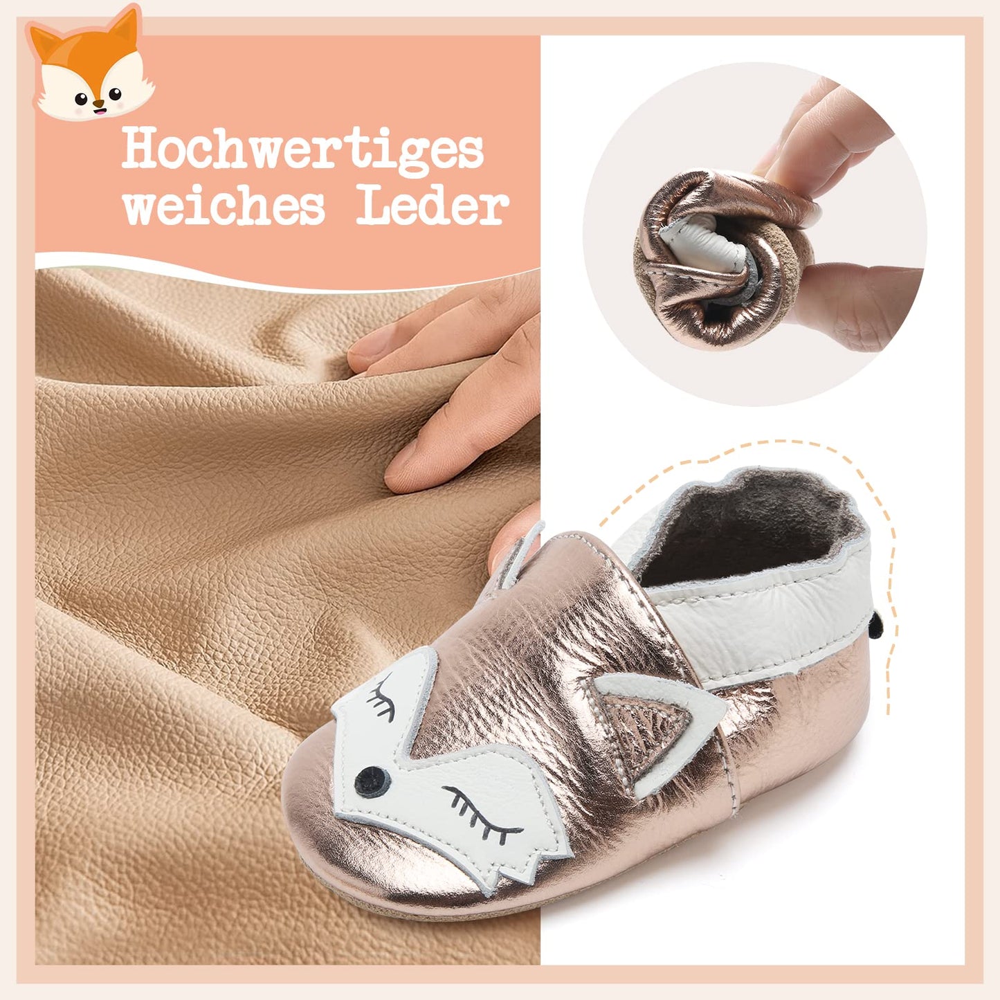 Babyschuhe IceUnicorn Krabbelschuhe für Babys, weiche Leder-Laufschuhe für Jungen und Mädchen, Lederschuhe für Kleinkinder, Baby Hausschuhe