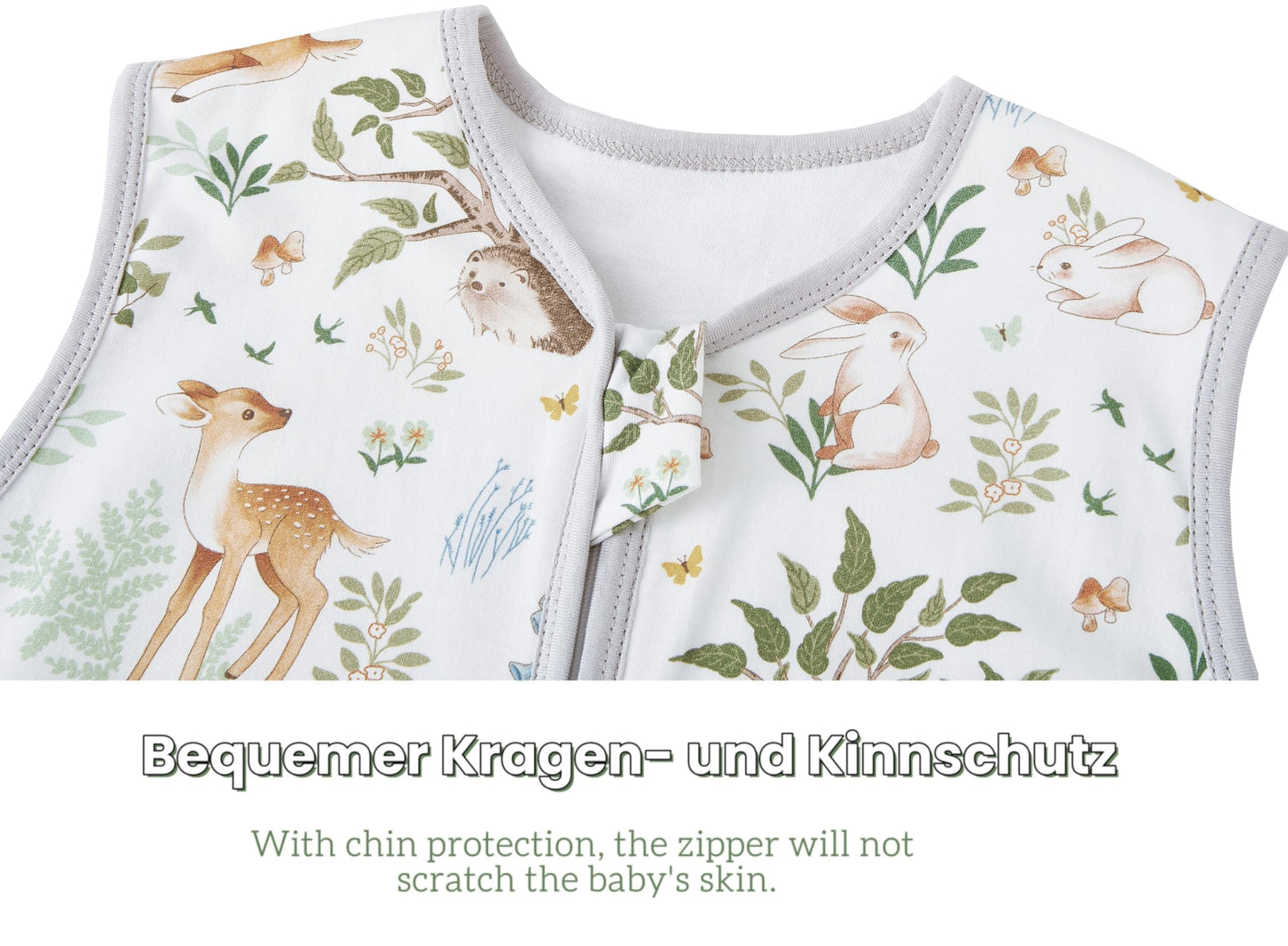 Chilsuessy Children's Sleeping Bag 1.5 Tog Pack of 2 Baby Sleeping Bag Made of 100% Cotton, Baby All-Year Sleeping Bag Pyjamas for Boys and Girls, 1.5 Tog/Elephant Lion + Green, 110 cm / Baby Height