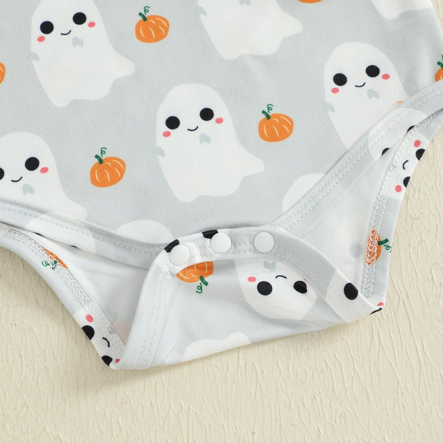 Geagodelia Baby Girl Halloween Clothing Outfit Pumpkin Ghost Baby Clothing Set Body Top + Jumpsuit Dress Newborn Soft Baby Set
