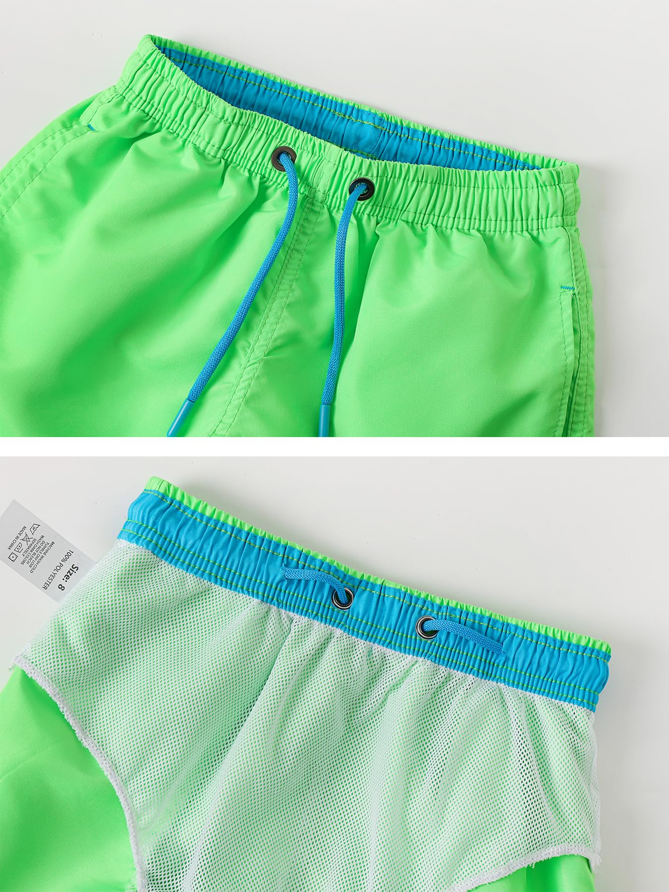 SERENYOU Boys' Board Shorts Children's Pattern Changing Swimming Shorts with Mesh Lining