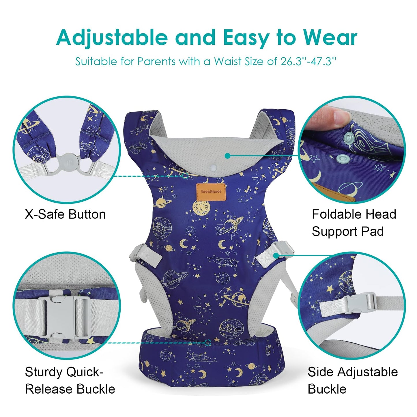 YooxArmor Babytrage für Neugeborene ab Geburt,Ergonomische gemütlich und leichtgewichtig Babybauchtrage mit Nackenstütze,Rückentrage Baby-Tragetasche Geeignet für 3-30 kg
