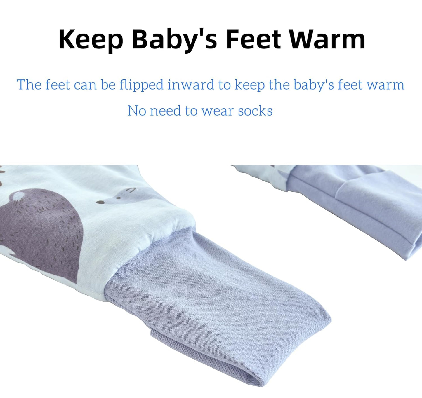 Chilsuessy Baby Sleeping Bag with Legs, 1.5 Tog, Sleeping Bag, 100% Cotton, All-Year Sleeping Bag with Feet, Baby Sleeping Bag, Children, 1.5 Tog/Zebra, 80 cm / Baby Height 85–95 cm