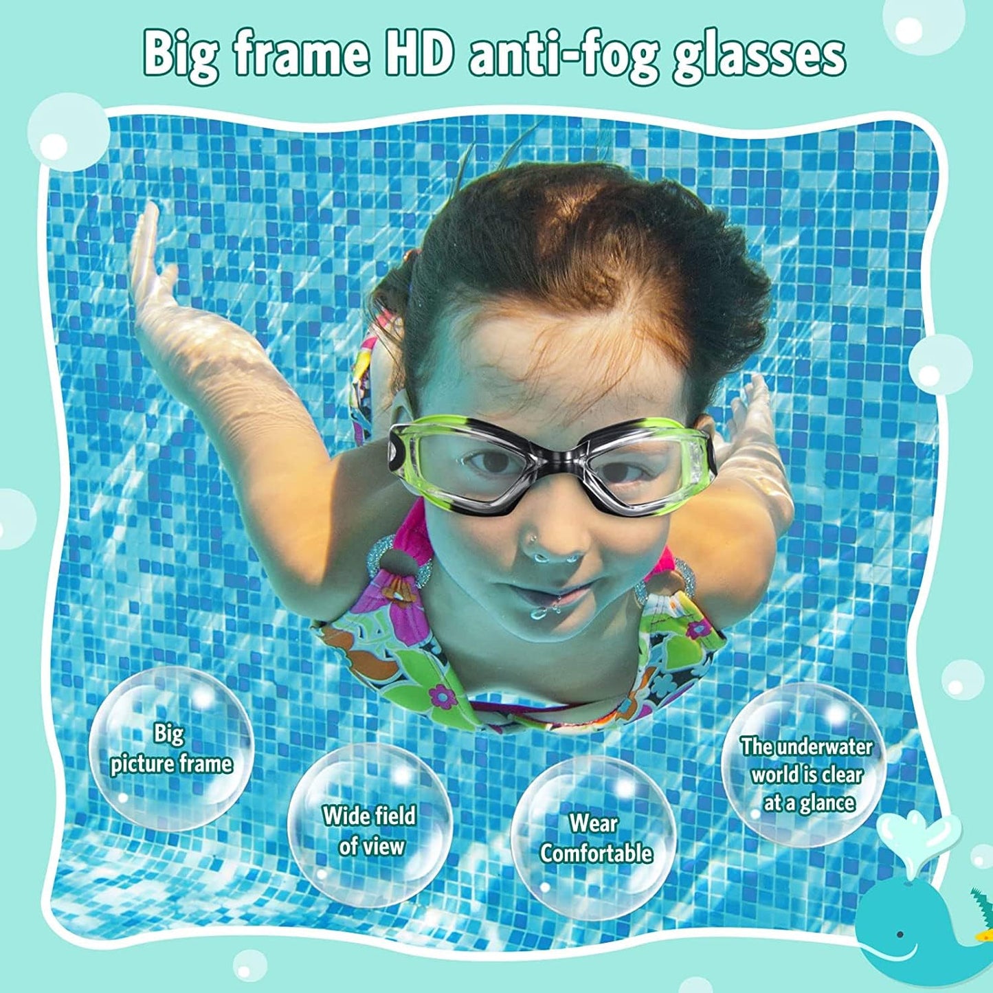 faliring Schwimmbrille Kinder, 2 Stück taucherbrille kinder Junior 3-15 Jahre, Gläsern Wassersport Schwimmbrillen Swimming Goggles Geschenke für Mädchen Jungen