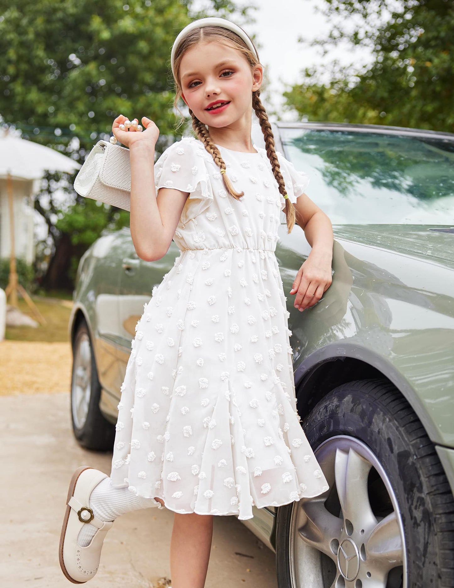 Flypigs Kleid Mädchen Festlich Hochzeit Party Kurzarm Sommer Freizeitkleid Prinzessin Chiffon Kleider Kinder Teenager Kleidung 3-12 Jahre