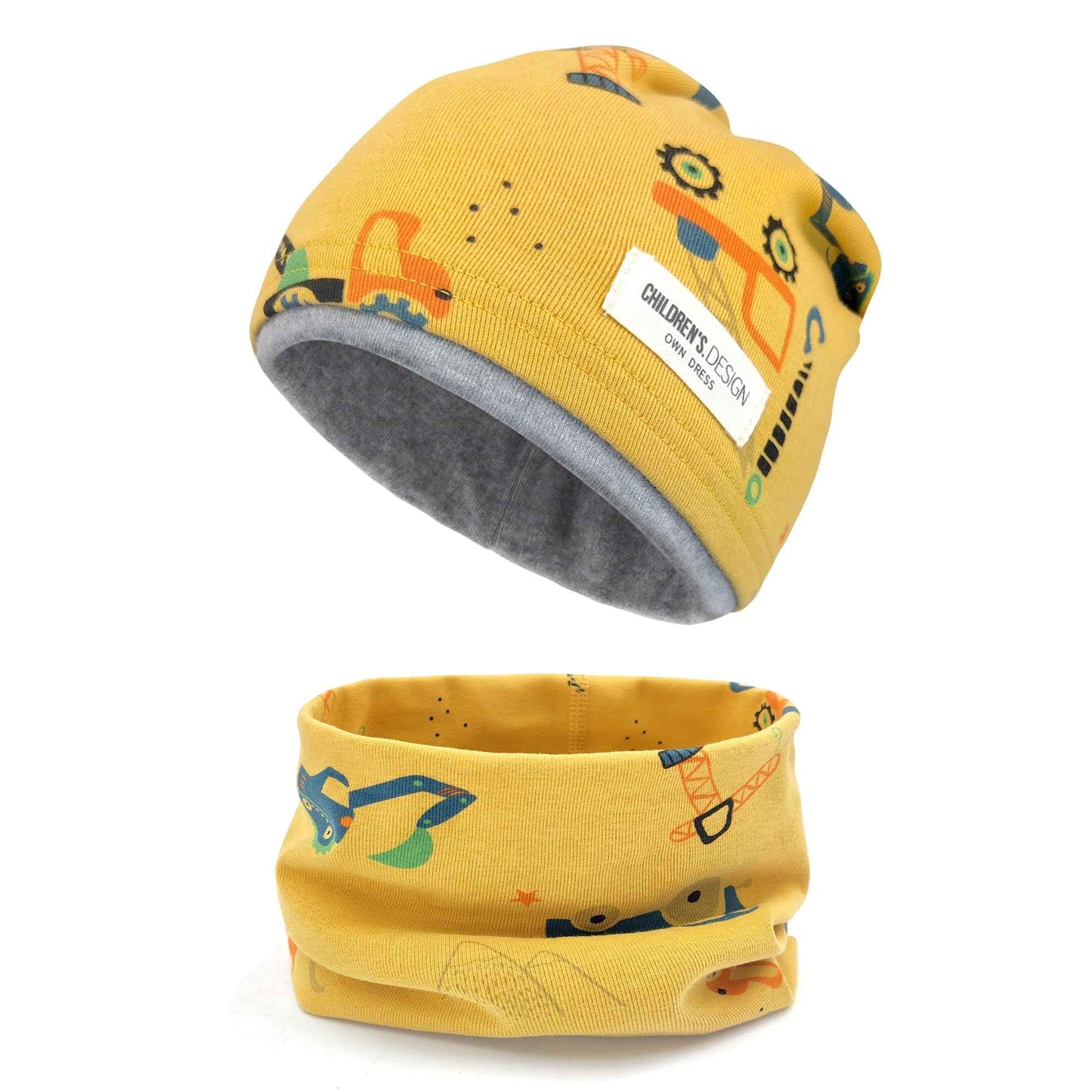 Kinder Beanie Mütze & Loop Schal Set, 95% Baumwolle Mütze Schal Set Mädchen Jungen 2-8 Jahren, Schlauchschal Warme Wintermütze Strickmützen für Herbst Winter Frühling