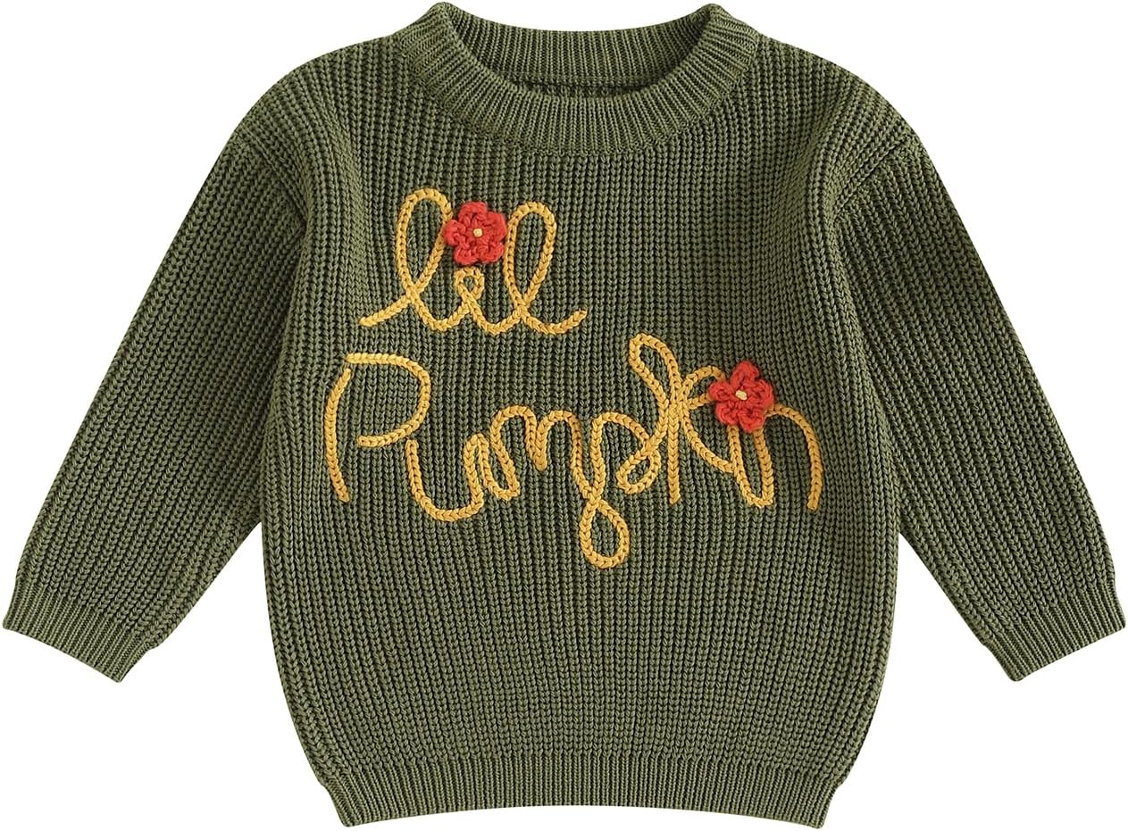 Yassiglia Baby Halloween Strickpullover Kleinkinder Kürbis/Geist Sweatshirt Langarm Rundhals Gestrickter Pullover Neugeborenes Baby My First Halloween Outfit