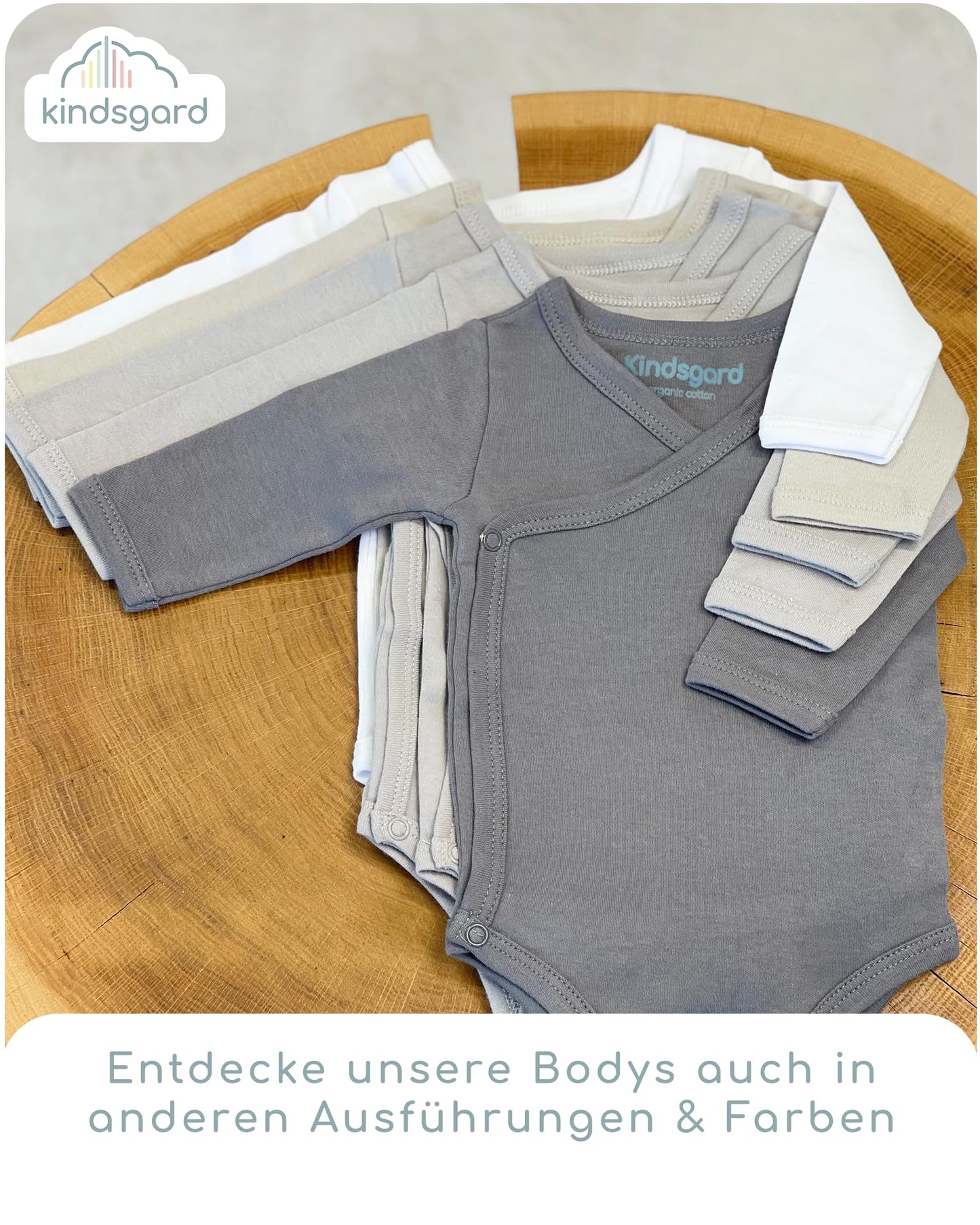 Kindsgard Baby Long-Sleeved Wrap Bodysuit Trunder - Soft and High-Quality 100% Organic Cotton