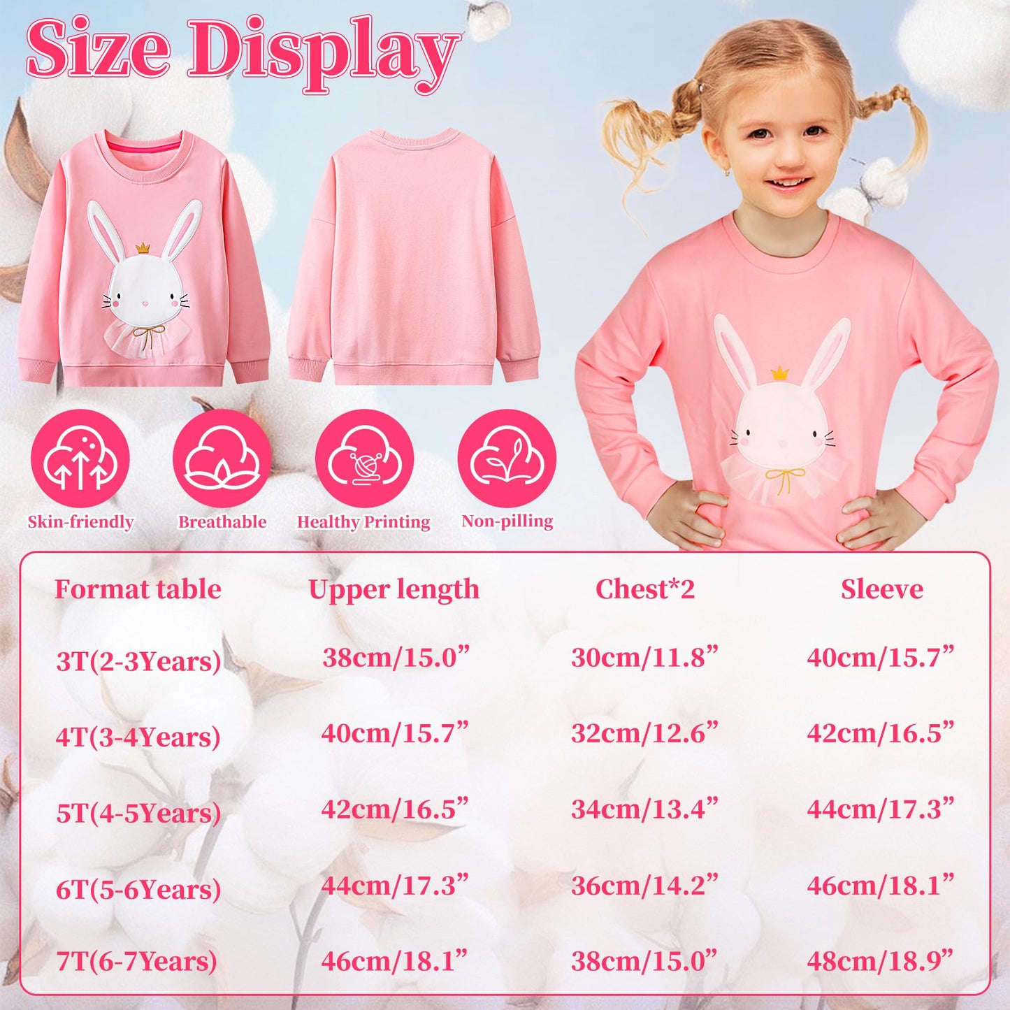 Baogaier Sweatshirt Mädchen Pullover Baumwolle Leichtgewicht Casual Sport Langarmshirt Pailletten Pelzig Tierdruck Kinder Kleidung Langarm Rundhalsausschnitt Tops 2-7 Jahre, Gr.92-122