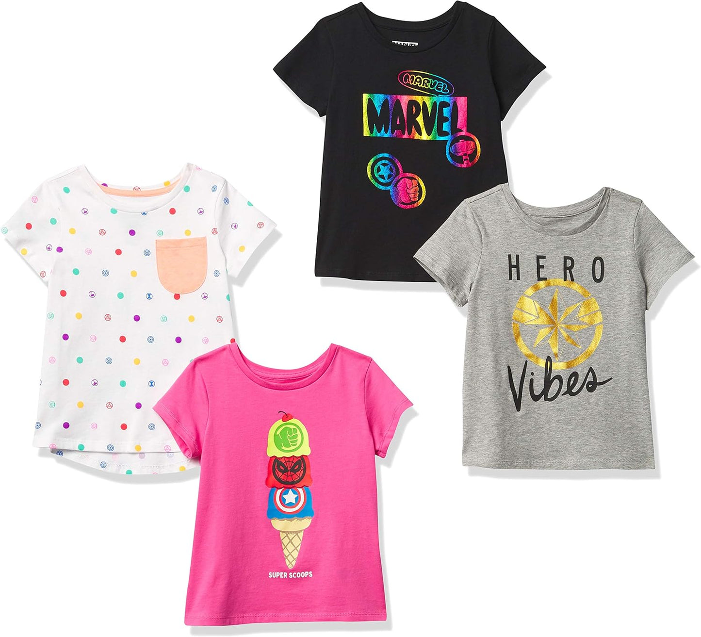 Essentials Disney | Marvel | Star Wars | Frozen | Princess Mädchen Kurzärmelige T-Shirts, Multi-Packs
