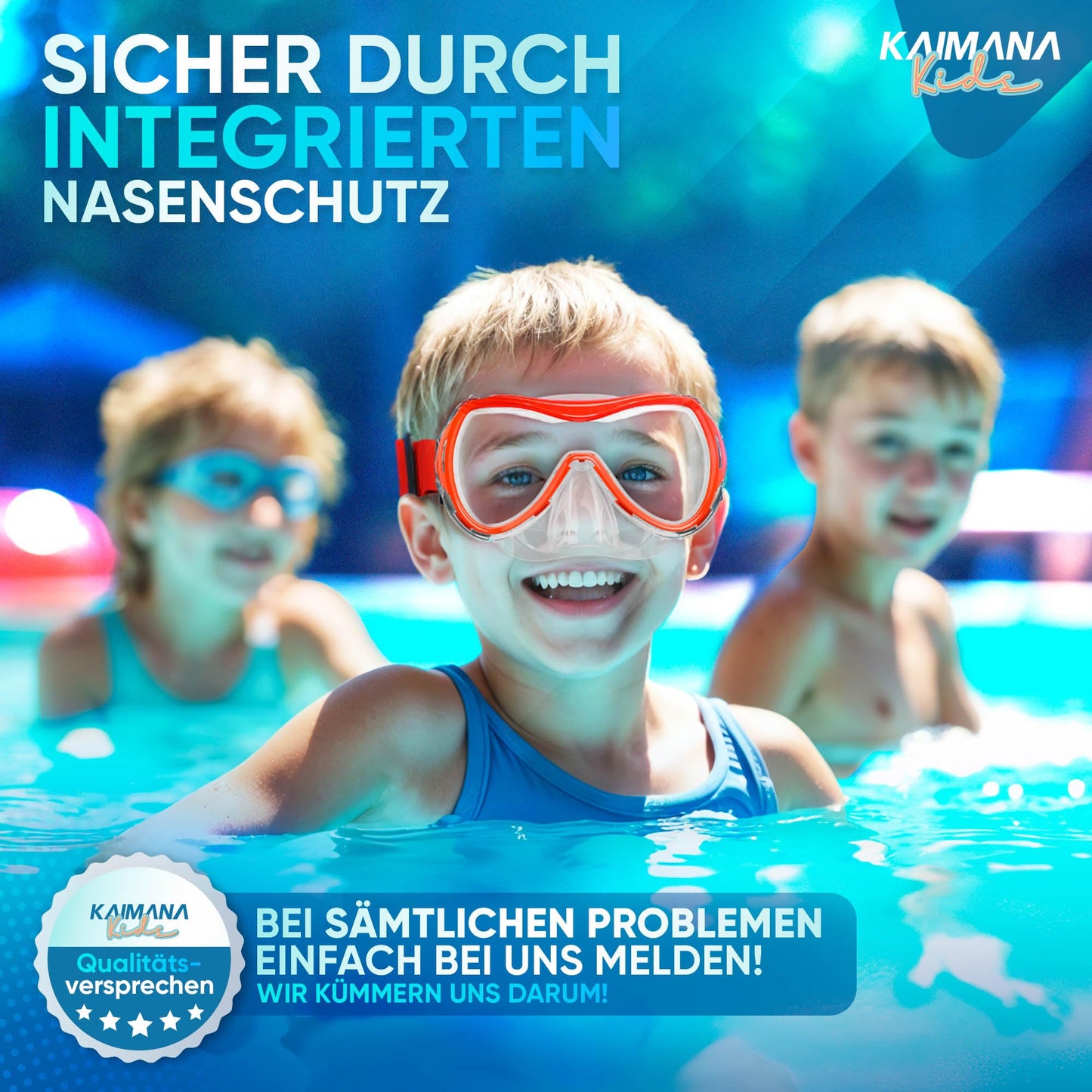 Das Neue KAIMANA® SeaExplorer Schnorchelset Kinder + Tragetasche, Taucherbrille mit Schnorchel, Taucherbrille Kinder, Alternative zur Schnorchelmaske Kinder, Taucherbrille mit Stoffband/Silikonband