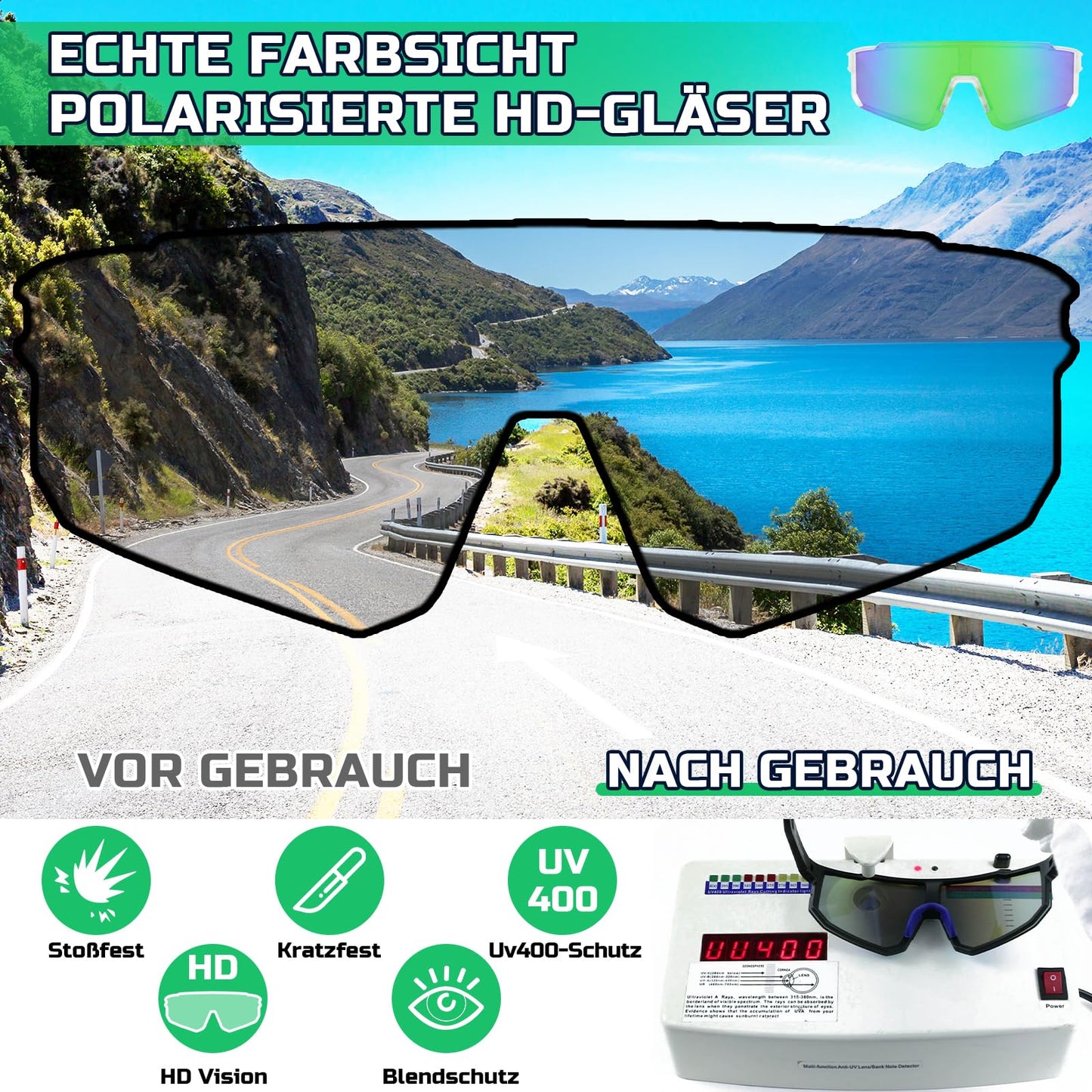 Rosedreamer Schnelle Brille Sport Sonnenbrille Herren Damen Polarisierte Sonnenbrille Fahrradbrille Laufbrille für MTB Rennrad Radfahren Biking Ski FahrradLaufen mit UV400 Schutzbrille