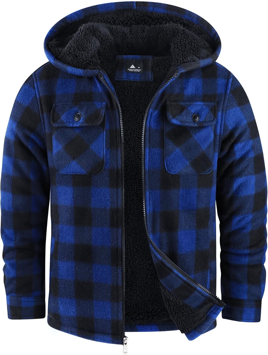 zitysport Shirt Jacket Boys Thick Hoodie Checked Jacket Children with Zip Warm Flannel Jacket Boys Sweat Jacket Outdoor Fleece Jacket Winter Jackets for Boys with Chest Pocket