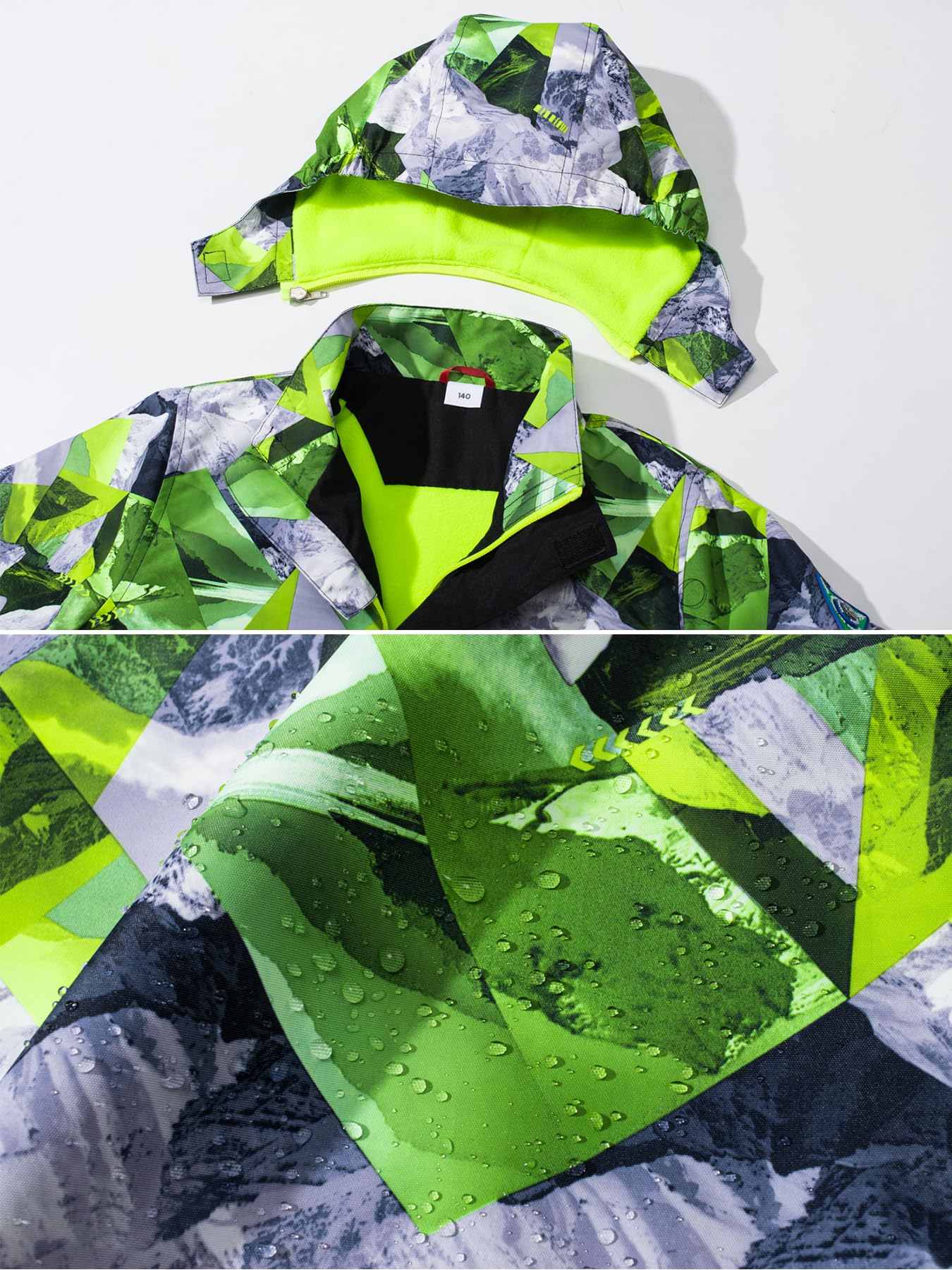 NATUST Boys' Lined Rain Jacket Wind and Waterproof Transition Jacket