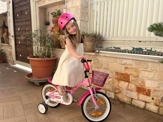 PROMETHEUS BICYCLES Kinderfahrrad ab 4 Jahren - Mädchenfahrrad 14 Zoll Kinder Fahrrad Mädchen Fahrrad Kinder mit Stützräder Rücktrittbremse in Rosa - Meloni2