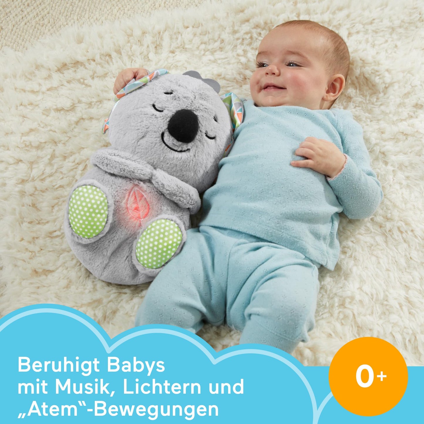 Fisher-Price HBP87 Slumber Koala with Soft Music, Light and Rhythmic Breathing Movements, Koala Cuddly Baby Toy, Night Light with Music for Babies, Baby Equipment for Newborns 0+