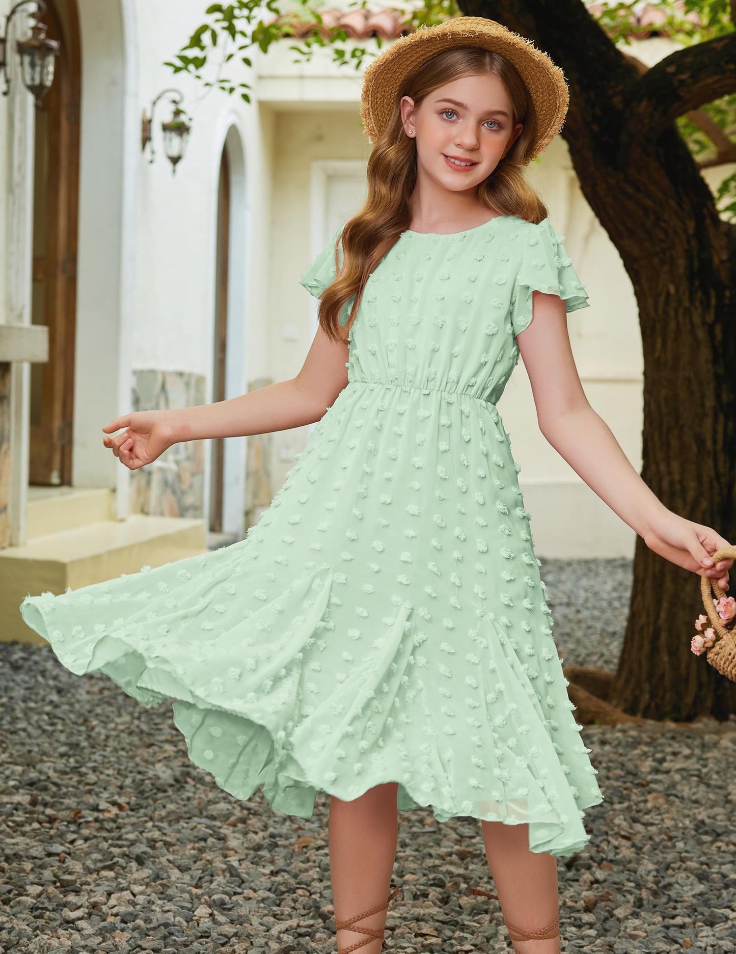 Flypigs Kleid Mädchen Festlich Hochzeit Party Kurzarm Sommer Freizeitkleid Prinzessin Chiffon Kleider Kinder Teenager Kleidung 3-12 Jahre