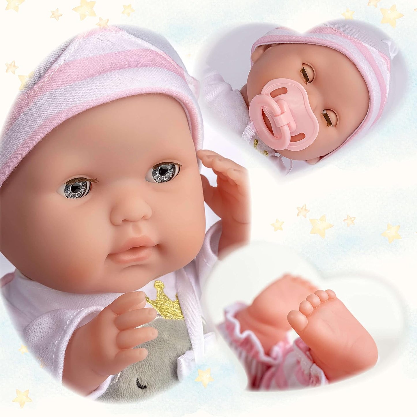 JC Toys Snowman Newborn, 38 cm, Soft Body, with Accessories